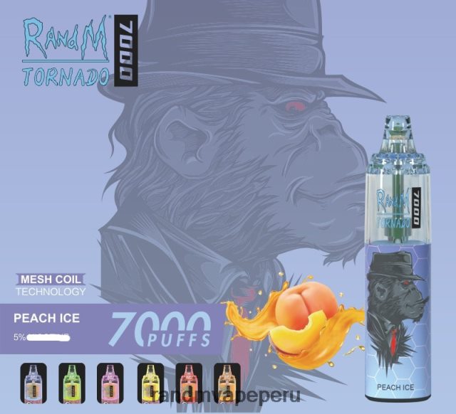 RandM Vape Perú - RandM Tornado Dispositivo vapeador con control de flujo de aire 7000 1 ud. RXFLT8171 hielo de durazno