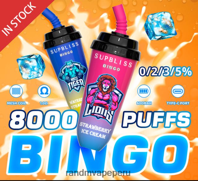 RandM Tornado Online Shop - RandM Supbliss Bingo Dispositivo de vapeo 8000 1 ud. RXFLT8256 helado de fresa